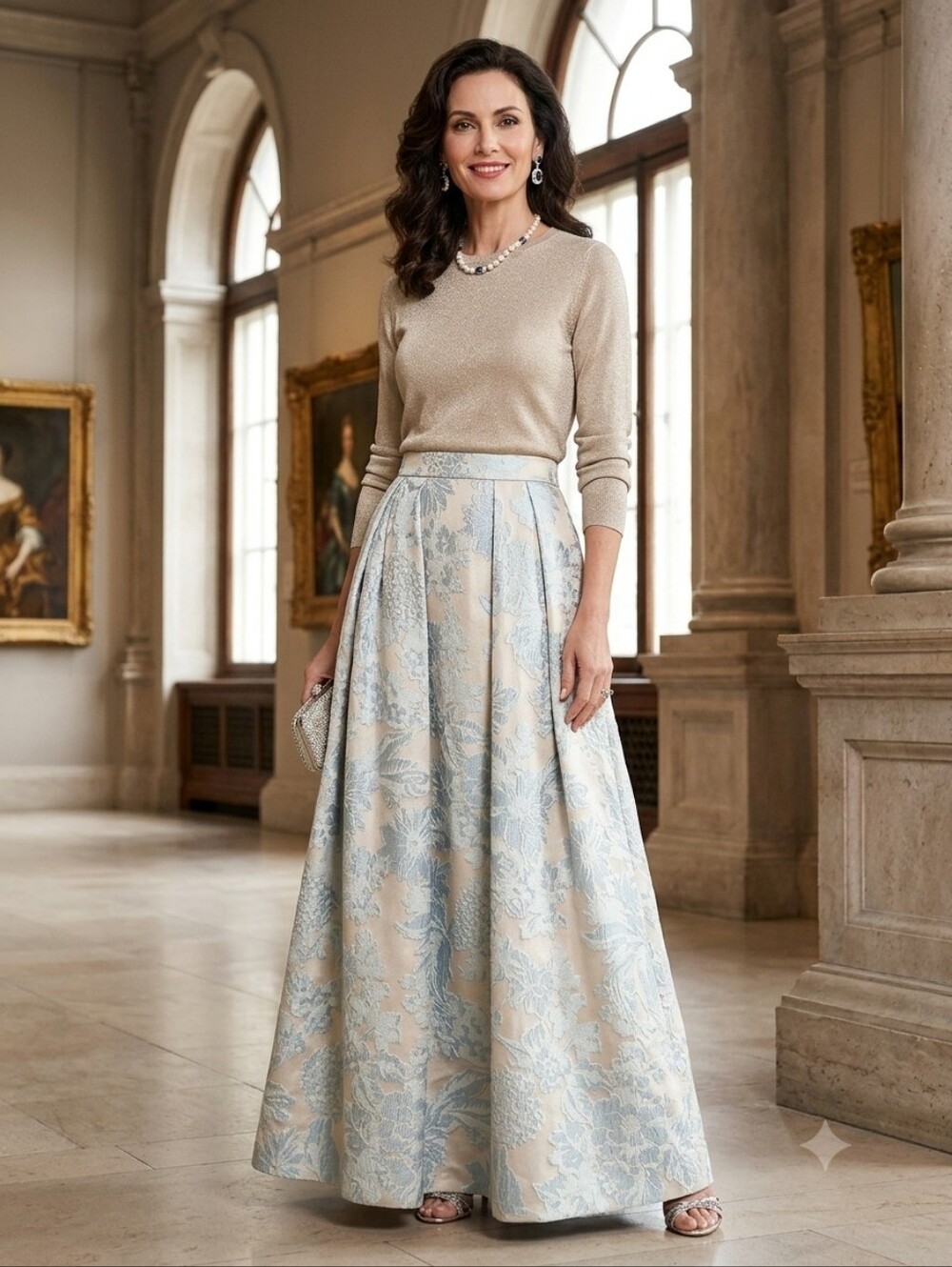 💕ST. JOHN💕 Bethany Metallic Floral Floral Organza/Jacquard Ball Skirt 12 NWOT